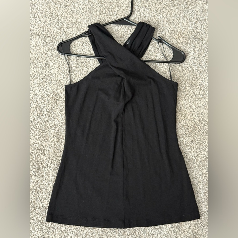 Express Elegant Black Cross-Front Tank